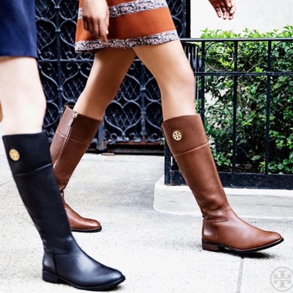 Tory Burch Junction Tumbled Leather Riding Boots Women's 8M